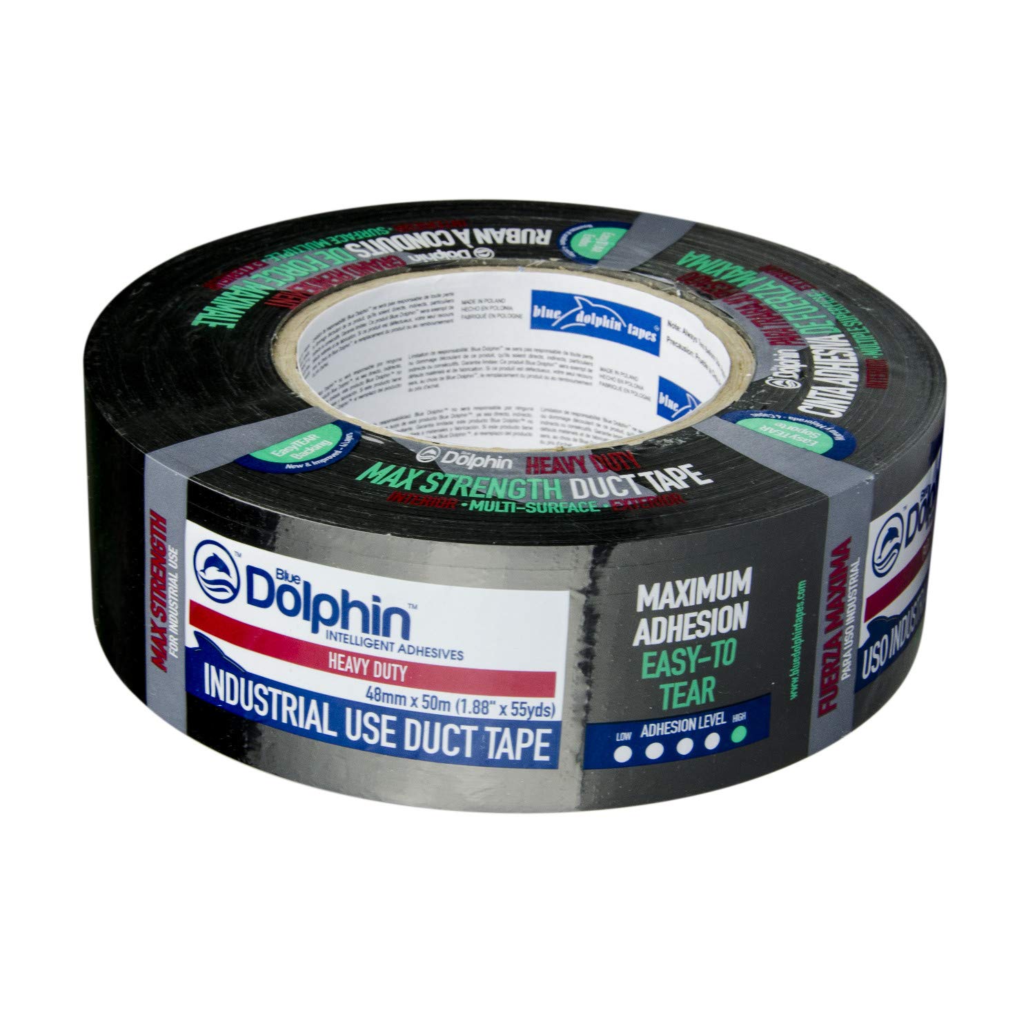 Industrial Grade Black Duct Tape - 48mm x 50m - Heavy Duty (2") Gaffer Tape - High Quality Roll by Blue Dolphin