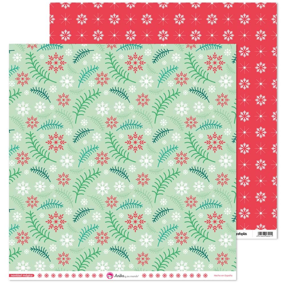 Anita y su mundo 37018860. Pack of 5 Scrapbooking Papers, Double Sided Printed, Christmas Flakes and Christmas Sheets, 12 x 12 inches, Magical Christmas Collection