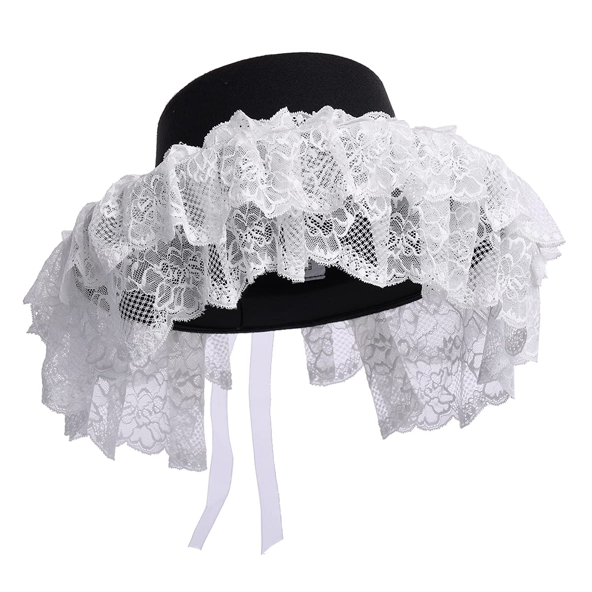 COSDREAMER Unisex Gothic Steampunk Top Hats Halloween Party Veil Feather Hat (Black, 58cm)