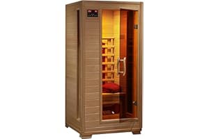 BLUE WAVE Radiant Saunas BSA2400 1-2 Person Hemlock Ceramic Infrared Sauna,Brown