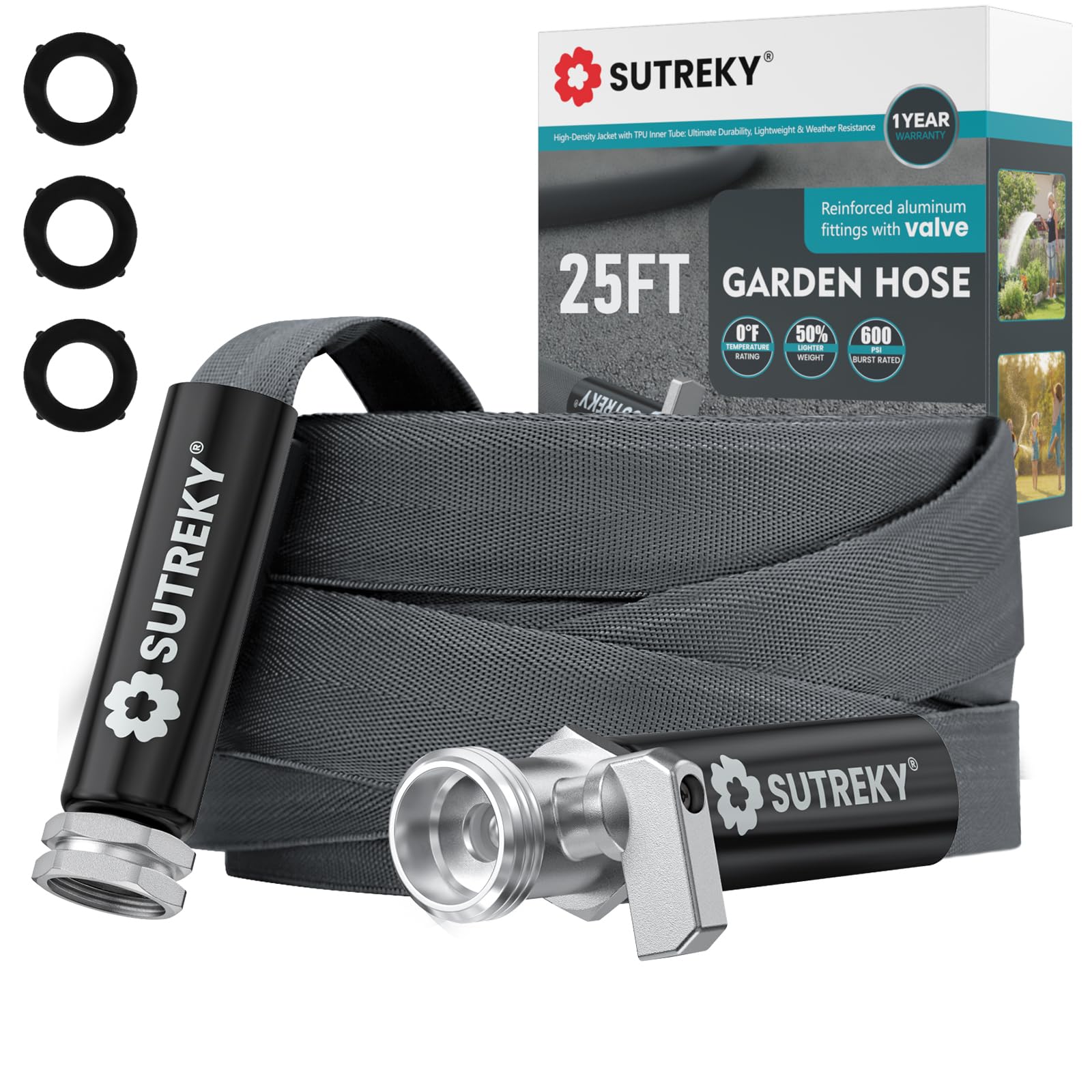 Photo 1 of 25ft Garden Hose, Ultra Lightweight All-Weather Water Hose, Durable & Flexible, Built-in Valve, Leak-free Connections, TPU Water Hose, Drinking Water Safe