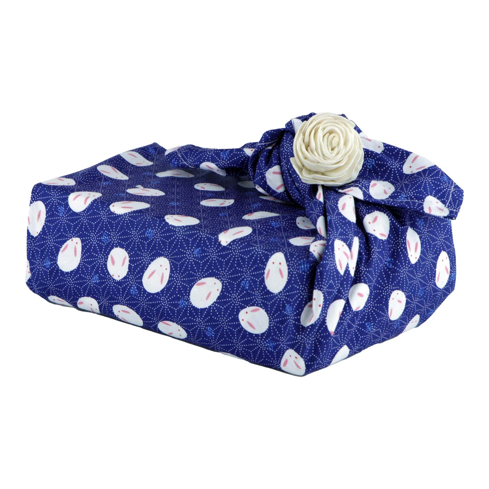 Furoshiki Gift Wrap Japanese Style Reusable Cotton Blue Rabbit Wrapping (50 x 50 cm)