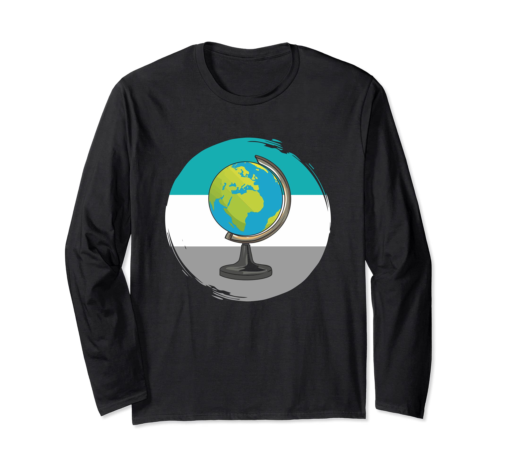 Tabletop Desk Globe Illustration For A Geography Teacher Long Sleeve T-Shirt