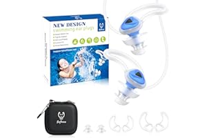 Softvox Ear Plugs for Swimming Surfing with Lanyard, Block Out Water Let Sound in, Reusable Comfy Custom-fit Swim Waterproof earplugs Men Women for Swimmer Shower Pool Bath Water Sports