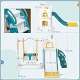 AIYAPLAY 6-in-1 Toddler Swing Slide Set Climber Baby Playground Basketball view 7