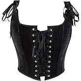 OVOY Women Corset-Renaissance-Bustier- Vintage Velvet Lace Up Bustier Tops, Black Slimming Shapewear Corset Camisole