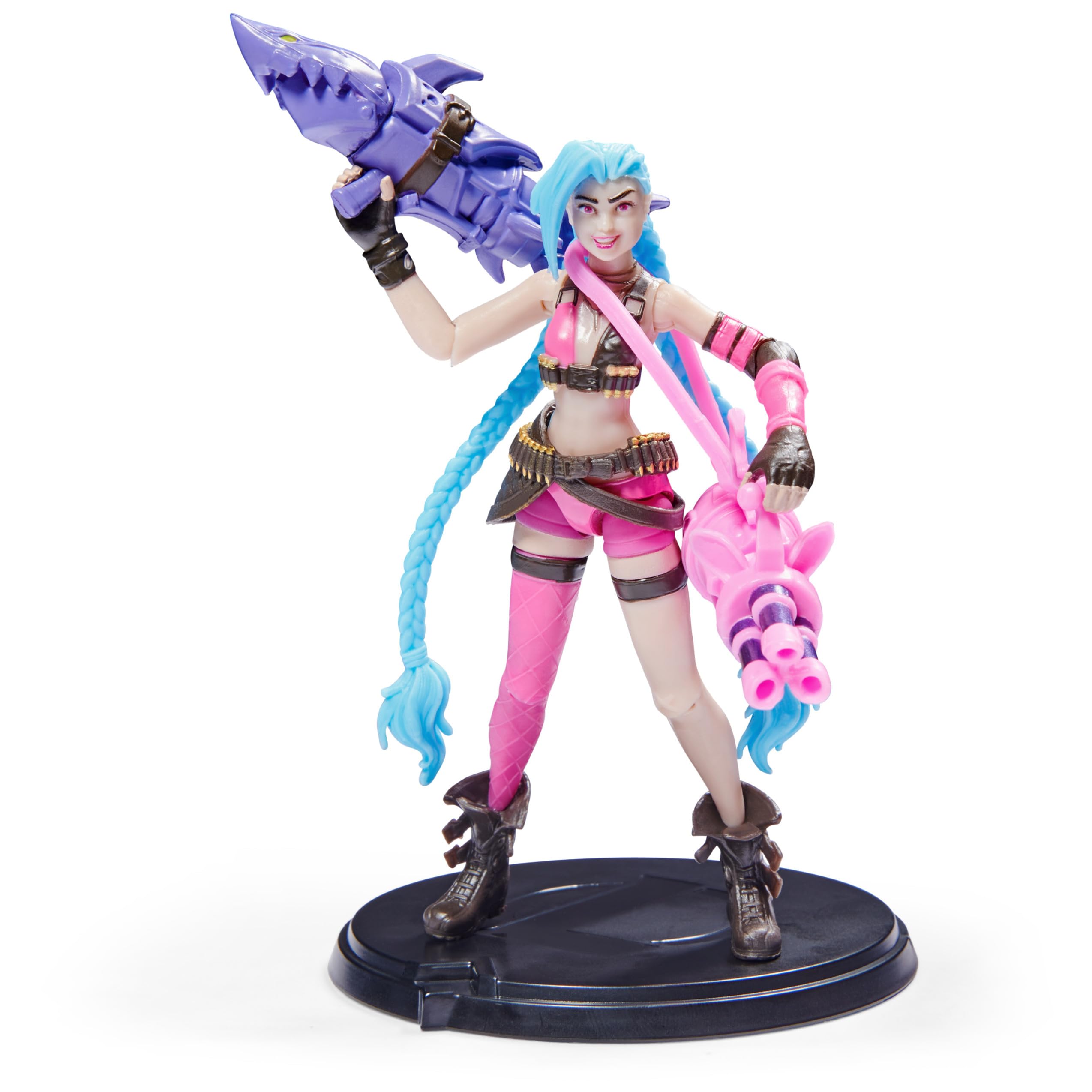 League of Legends, Official 4-Inch Jinx Collectible Figure with Premium Details and 2 Accessories, The Champion Collection, Collector Grade, Ages 12 and Up