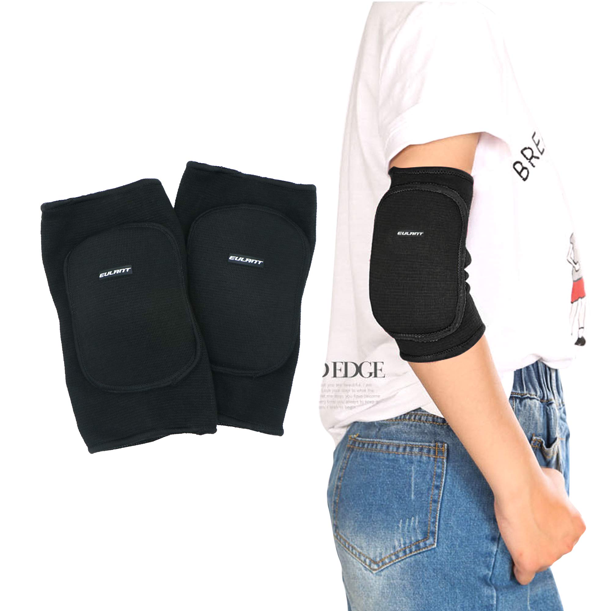 EULANT Soft Elbow Pads,Stretchy Elbow Protectors,Slip-on Elbow Guard for Volleyball Football Wrestling Scooter Skating Breakdance,Kids Knee Pads for Crawling/Toddling/Learn to Run,XS