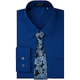 Enlision Mens Dress Shirts Long Sleeve Button Down Shirt for Men Regular Fit Business Casual Shirt and Tie Sets for Wedding