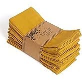 ACCENTHOME Accent Home 100% Cotton Napkins, Delicate Cloth Napkins for Dinners, Parties and Weddings，18 x 18 Inch Set of 12 - Mustard