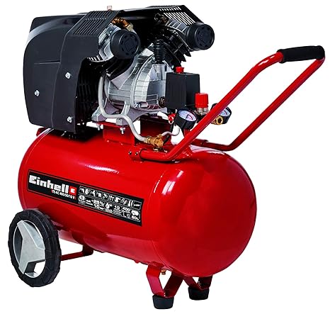 Einhell Kompressor TE-AC 400/50/10 V (2.200 W, 10 bar, 50 L, Ansaugleistung 400 l/min, Druckminderer, 2 Manometer & 2 Schnell