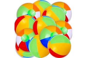 TCVENTS 12Inch Beach Balls with Ball Pump 12 Pack Inflatable Ball Pool Toys for Kids Summer Party Supplies Rainbow Color Beachball Water Games Activities Swimming Pool Party Favors Decoration