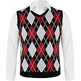 Karlywindow Mens Argyle Sweater Vests Rhombus Sleeveless V-Neck Knit Pullover Vest