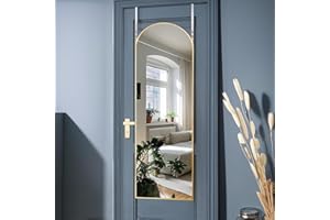 Otlsh 14"×48" Door Mirror,Arched Full Length Mirror, Over The Door, Arch Wall Mirror, Thin Frame, Aluminum Alloy, for Bedroom, Living Room, Entryway -Gold