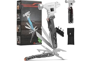 18-in-1 Multitool Hammer, Multipurpose Tool Kit with Adjustable Wrench, Pliers, Screwdriver & Pocket Knife, HCS Survival Camp