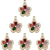 LEGENTLISUR Flower Charms for Jewelry Making Brass Micro Pave Cubic Zirconia Enamel Pendants Charms for DIY Crafting Necklace Earring Bracelet Supplies