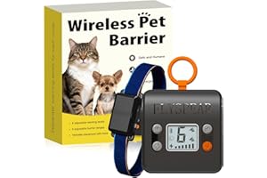 FLYSPEAR Wireless Cat Barrier - Rechargeable Indoor Barrier with 6 Adjustable Range Radius up to 7 ft, 6 Adjustable Safe Static Intensity for Cats Small Dogs with Hook (Wireless Barrier Kit)