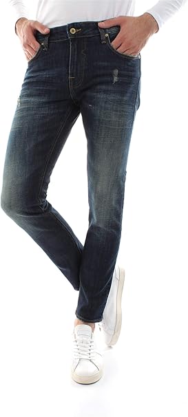 jeans with triangle logo on back pocket