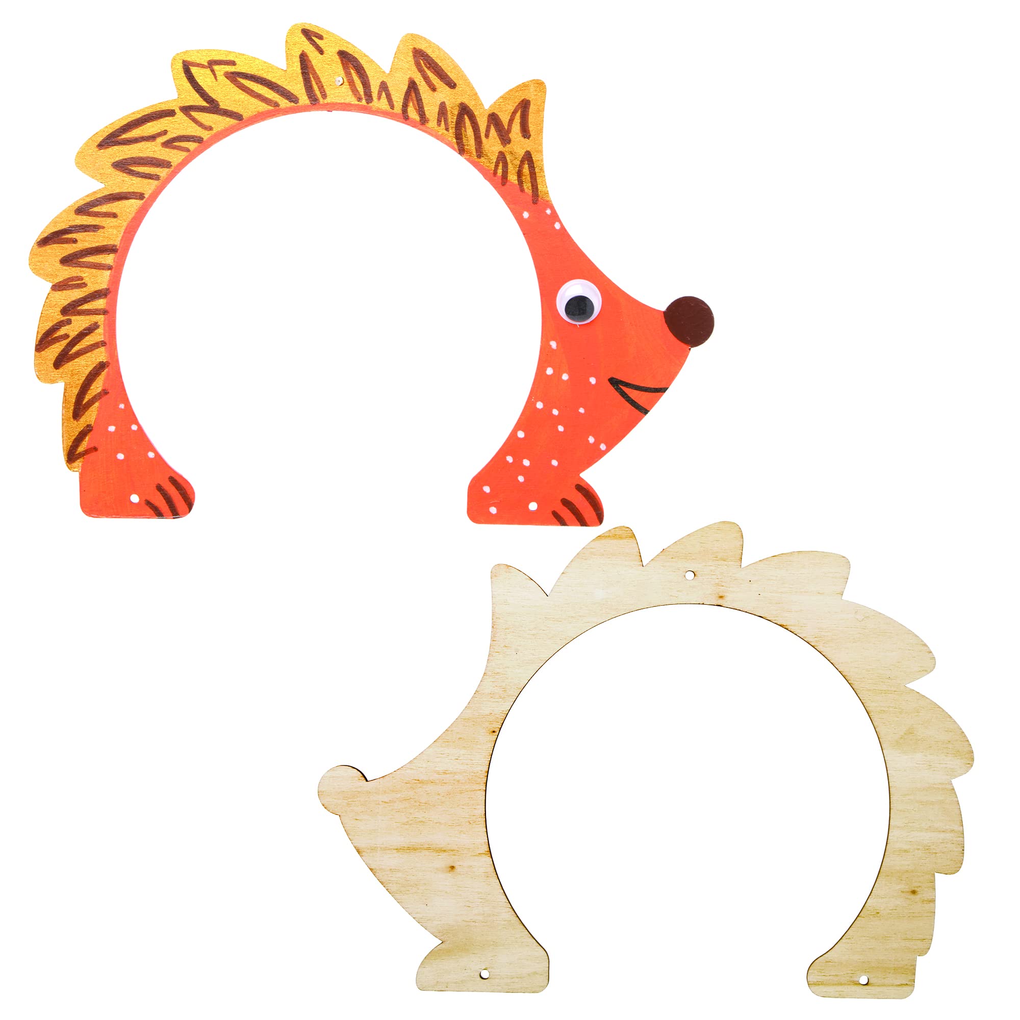 Baker Ross FE695 Wooden Hedgehog Highway Decorations - Pack of 2, Wood Crafts to Decorate and Display, Garden Crafts for Personalised Arts and Crafts Projects, Make Your Own for Kids