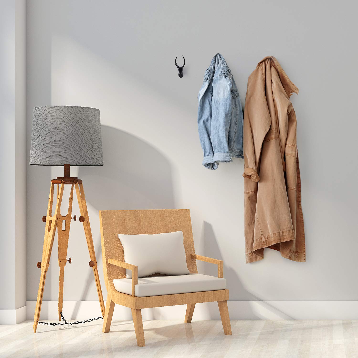 HomGif Wall Hook Deer Decor Robe Towel for Bathroom Kitchen Living Room (Black)