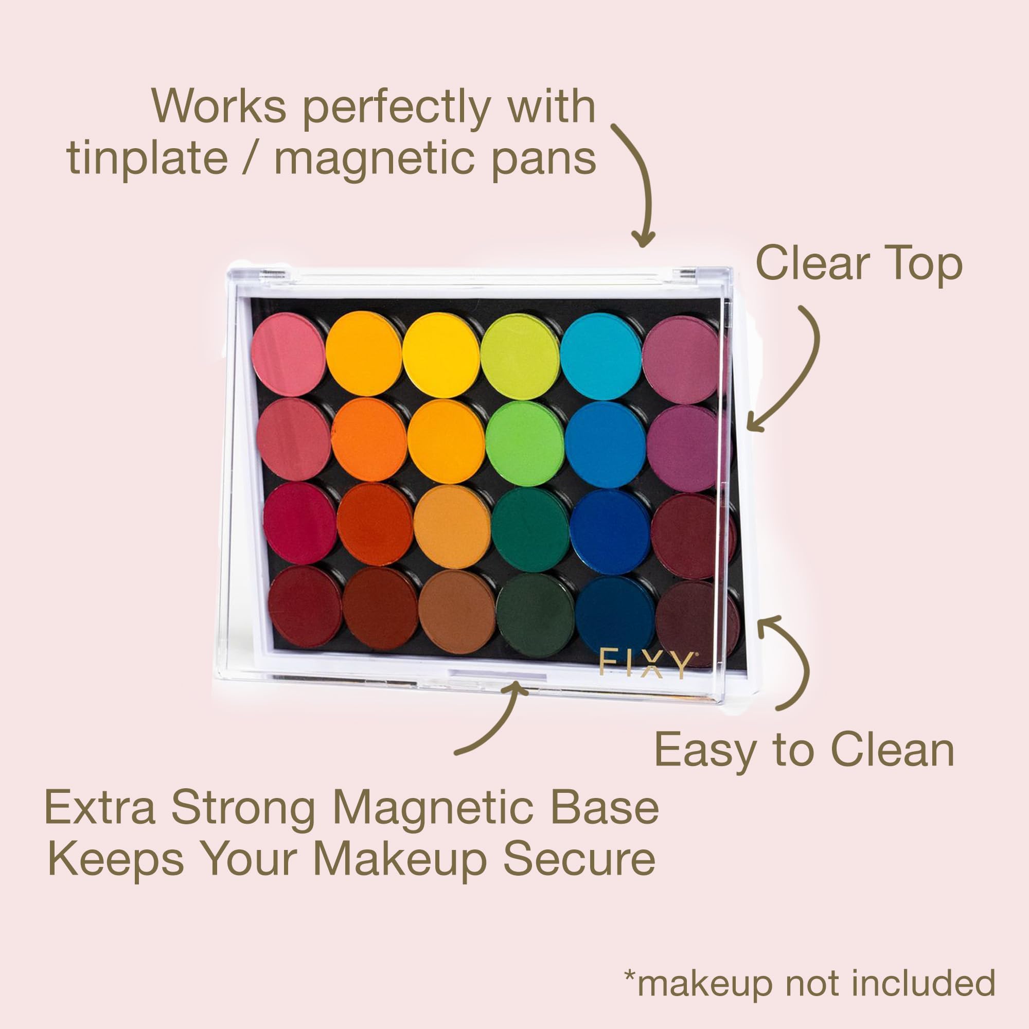 FIXY Empty Magnetic Makeup Palette with Clear Top, Small Palette- Organize, Depot & Declutter Makeup - Customize Your Palette - Travel and Eyeshadow Organizer - 5.7