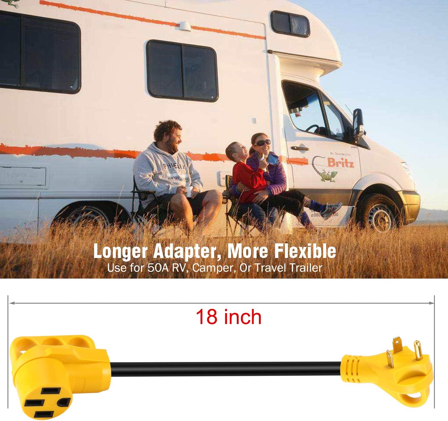 Kohree 30 Amp to 50 Amp RV Plug Adapter Heavy Duty Dogbone Electrical Power Adapter with Grip Handle, 30M/50F 125V/3750W, 18 Inches: Automotive