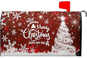 GRANBEY Merry Christmas Mailbox Covers Christma Tree Mail Box Covers Magnetic Standard Size 21" X 18" Winter Snowflake Mailbox Wraps Holiday Post Letter Box for Home Decorative