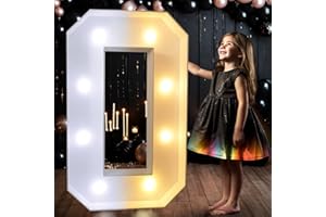 Pooqla 3FT Light Up Numbers, LED Giant Lighted Marquee Numbers, Mosaic Numbers for Balloons for 10th Birthday Decoration Anniversary Wedding Party Decor, Pre-Cut Frame Large Number 0
