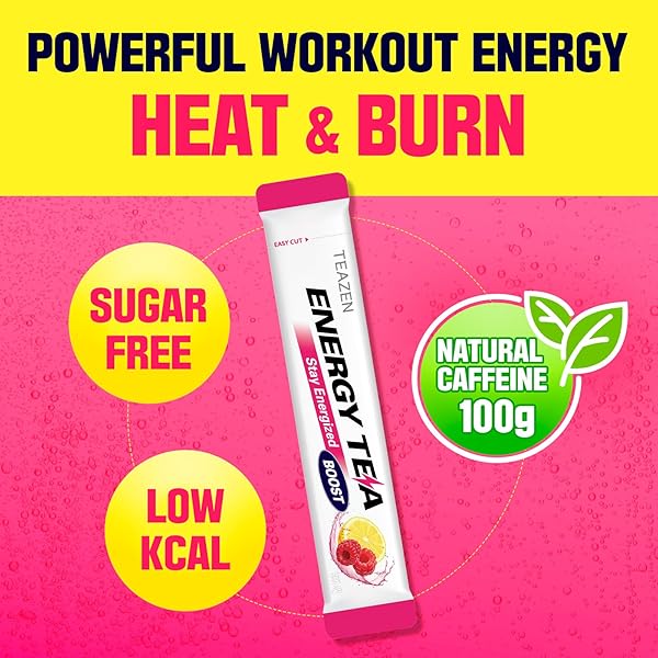 TEAZEN ENERGY DRINK POWDER BOOST, 100MG NATURAL CAFFEINE WITH BLACK TEA EXTRACT, B VITAMINS, VITAMIN C & L-CARNITINE, SUGAR-FREE ENERGY MIX FOR PERFORMANCE & IMMUNITY, 10 ON-THE-GO PACKETS, 1.76OZ