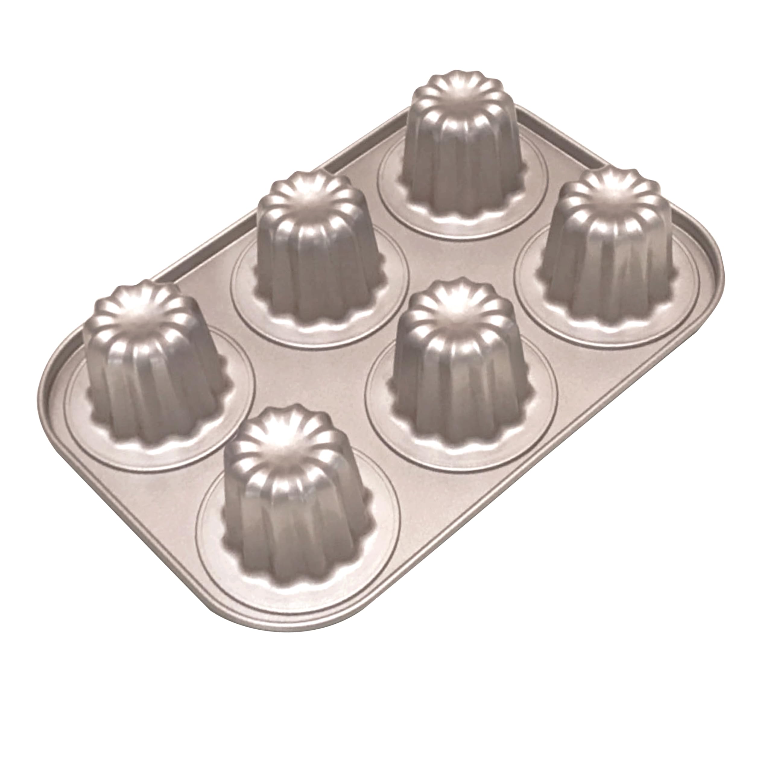 OGIBRIDI Caneles Mould Mini Cake Tins for Baking Cannele Mould Bordelaise Bakeware Non-Stick French Pastry Mold Muffin Tin Panna Cotta Moulds for Cannelé Cupcake Jelly Carbon Steel 6 Cavity