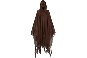 Fourluoo Halloween Grim Reaper Costume Halloween Hooded Cloak Cosplay Costumes for Adult Medieval Renaissance Cape
