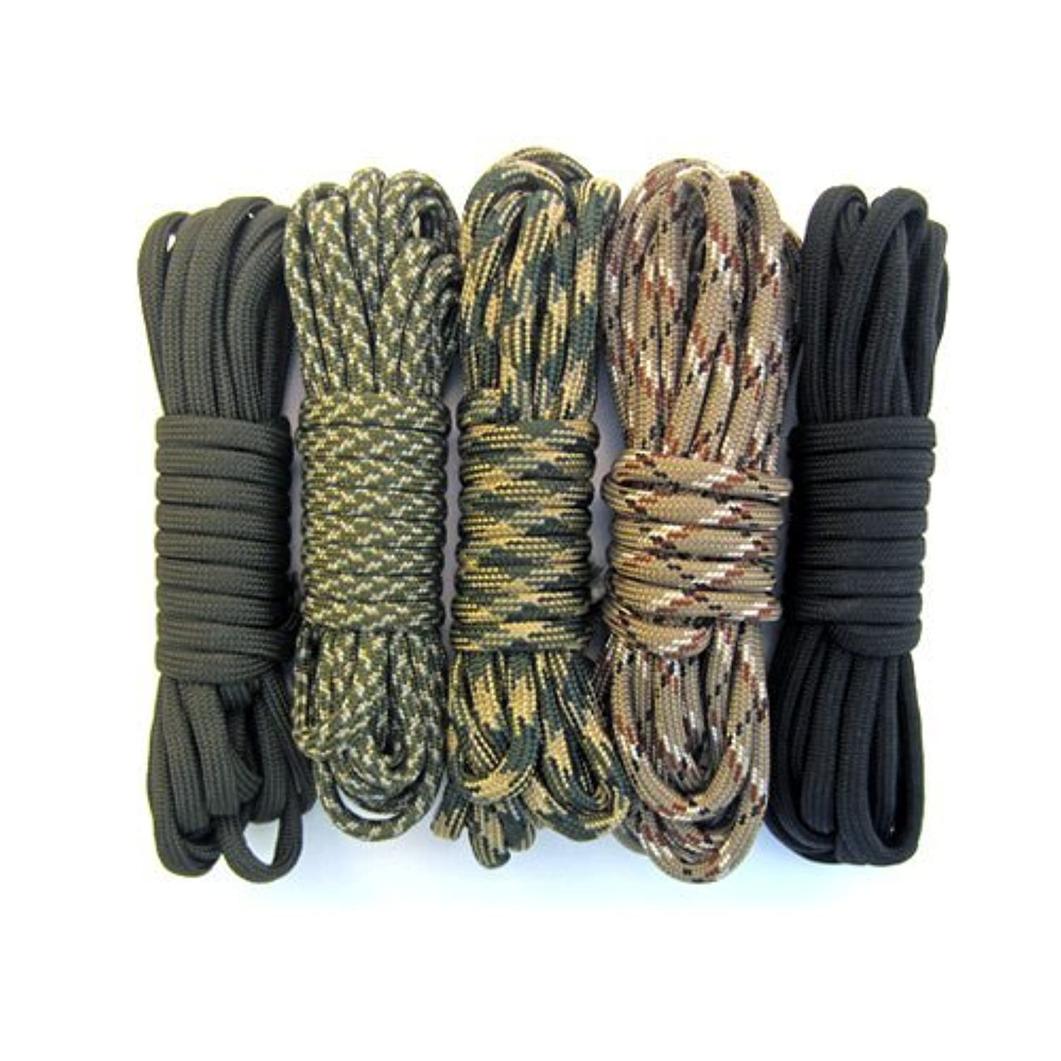 PARACORD PLANET - 550 Paracord - Five Colors 100 Feet Total