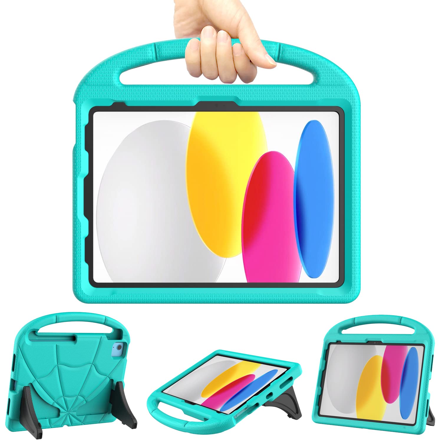 Kids Case for iPad (A16) 11th Generation 11inch 2025/iPad 10th Generation 10.9 inch 2022, Mansiruyi Shockproof Handle Stand iPad 10.9 inch/11 inch Case for kids - Turquoise