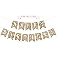 Pre-Strung Happy Birthday Banner - No DIY - Gold Glitter Birthday Party Banner - Pre-Strung Garland on 6 ft Strands - Gold Bday Party Decorations & Decor. Did We Mention No DIY