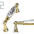JINGDI 2 Pack 3.78'' Hole Centers Crystal Drawer Pulls Dresser Handles Chrome Gold Modern Crystal Cabinet Handle 96mm