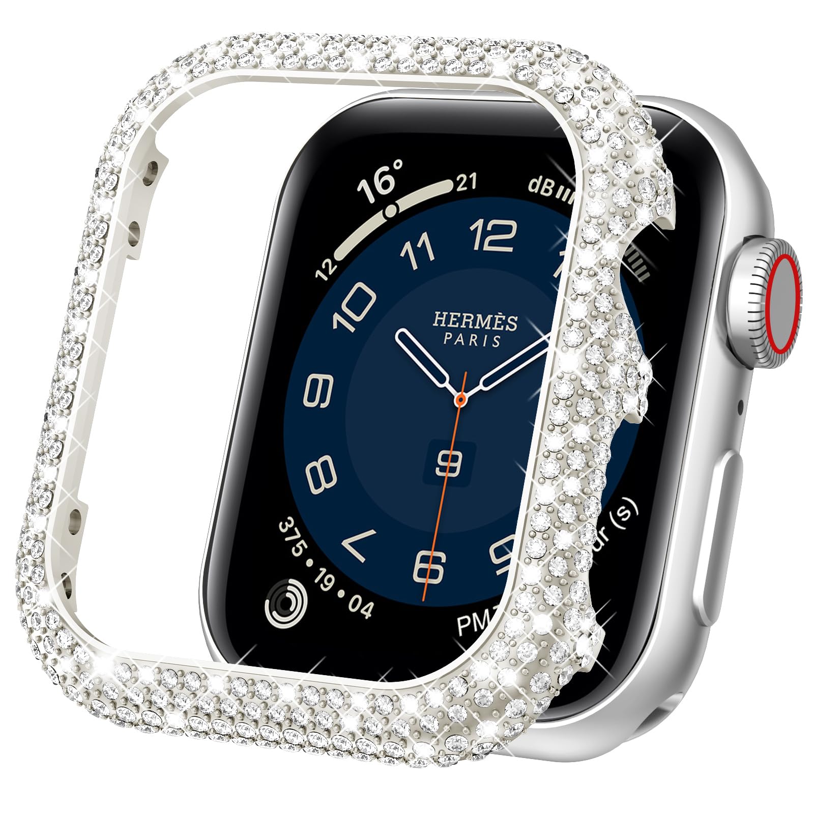Photo 1 of Mosonio Case Cover Compatible with Apple Watch 41mm, Full Bling Metal Watch case 9/8/7 41mm for Women, Shiny and Durable Protective Case Cover for iwatch Series 9 8 7 41 mm (Starlight,41mm)