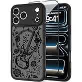 OOK for iPhone 17 Pro Max Case Magnetic Black Gothic Guitar Design | Slim Translucent Matte [MagSafe Compatible] Full Camera Protection with Screen Protector, Gift giving & daily matching