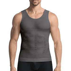 JESIDO 3 Pack Compression Shirt Men Body Shaper Vest Workout Tank Top | Tummy Control Slimming Undershirts,Gym Shapewear for