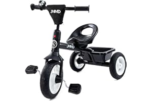 JMMD Toddler Tricycles Age 18 Months to 5 Years, Kids Trike with Adjustable Seat, Storage Basket, Rubber Tires, Easy to Install Riding Bike Gift for Boys and Girls, Black
