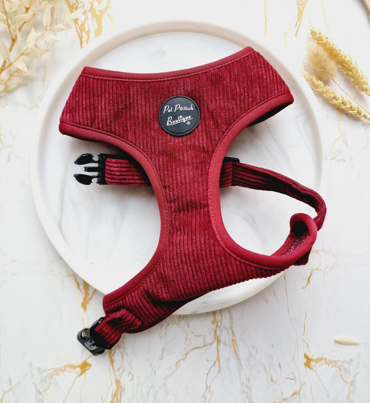 Burgundy Cord Dog Harness L