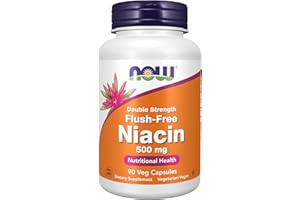NOW Foods Supplements, Niacin (Vitamin B-3) 500 mg, Flush-Free, Double Strength, Nutritional Health, 90 Veg Capsules