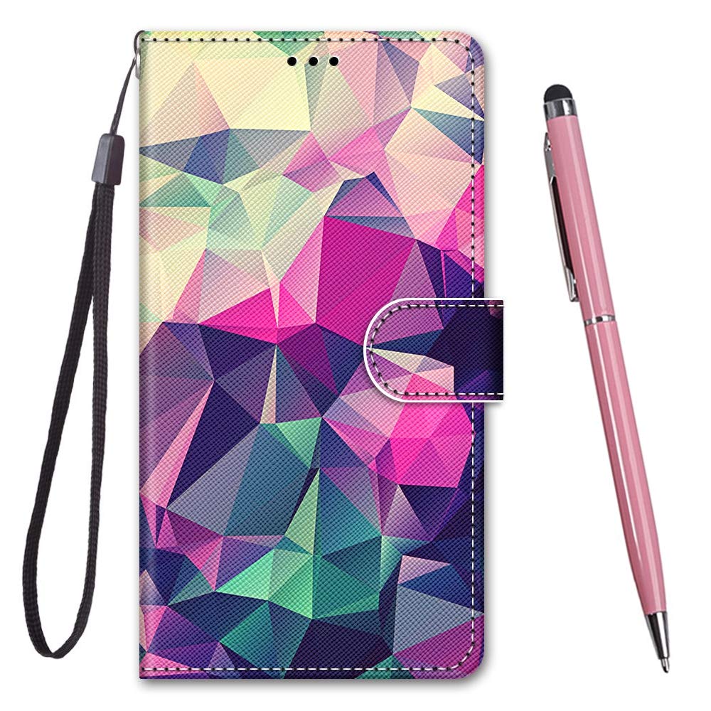 TOUCASA Compatible with Asus Zenfone 5 Lite ZC600KL Case, Creative Painted Wallet Case PU Leather Flip Magnetic Colourful Kickstand Card Slots Folio Protection Case (Colorful Squares)