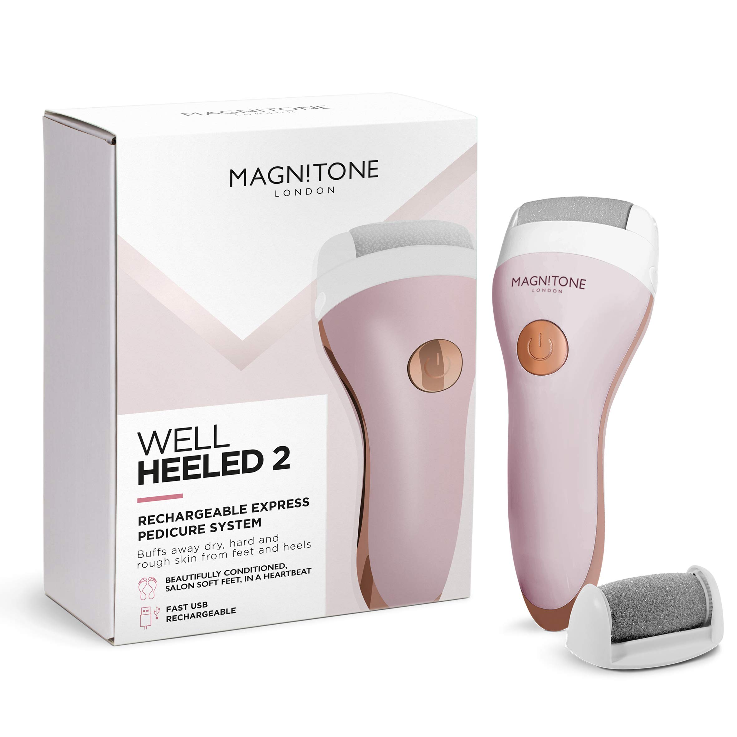 Magnitone Well Heeled 2 Rechargeable Express Pedicure System Electric Hard Skin Remover, Pink, 1 count