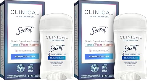 Secret Clinical Strength Clear Gel Women's Antiperspirant & Deodorant Completely Clean Scent 1.6 Oz, 1.600 Fluid Ounce (Pack of 2)