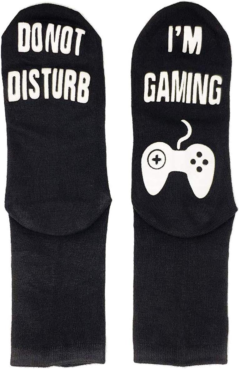 Himozoo 'Do Not Disturb I'm Gaming' Socks,Funny Saying Knitting Word Combed Cotton Gamer Socks- Funny Gift For Gamer Lovers (Black) - Image 3