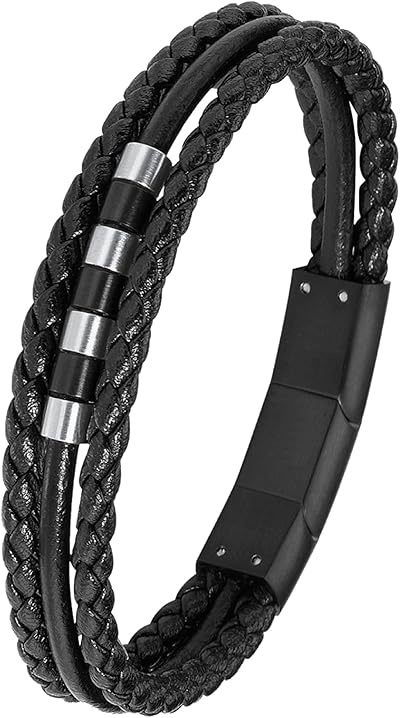 s.Oliver Armband Edelstahl Leder Jungen Kinder Armschmuck, 16,5+1,5 cm, Bicolor, Kommt in Schmuck Geschenk Box, 2018842
