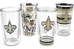 Tervis Classic Tritan 16oz Tumbler, Set of 4 | NFL® New Orleans Saints - Assorted | Made in America, BPA/PFAS Free, Double-Wall Vacuum Insulated, Keeps Drinks Hot or Cold