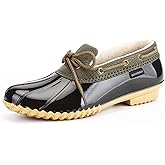 GAWBAW Flat Duck Shoes for Women - Slip On Waterproof Winter Ankle Rain Boots Short Garden Shoes