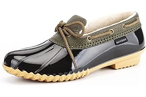 GAWBAW Flat Duck Shoes for Women - Slip On Waterproof Winter Ankle Rain Boots Short Garden Shoes