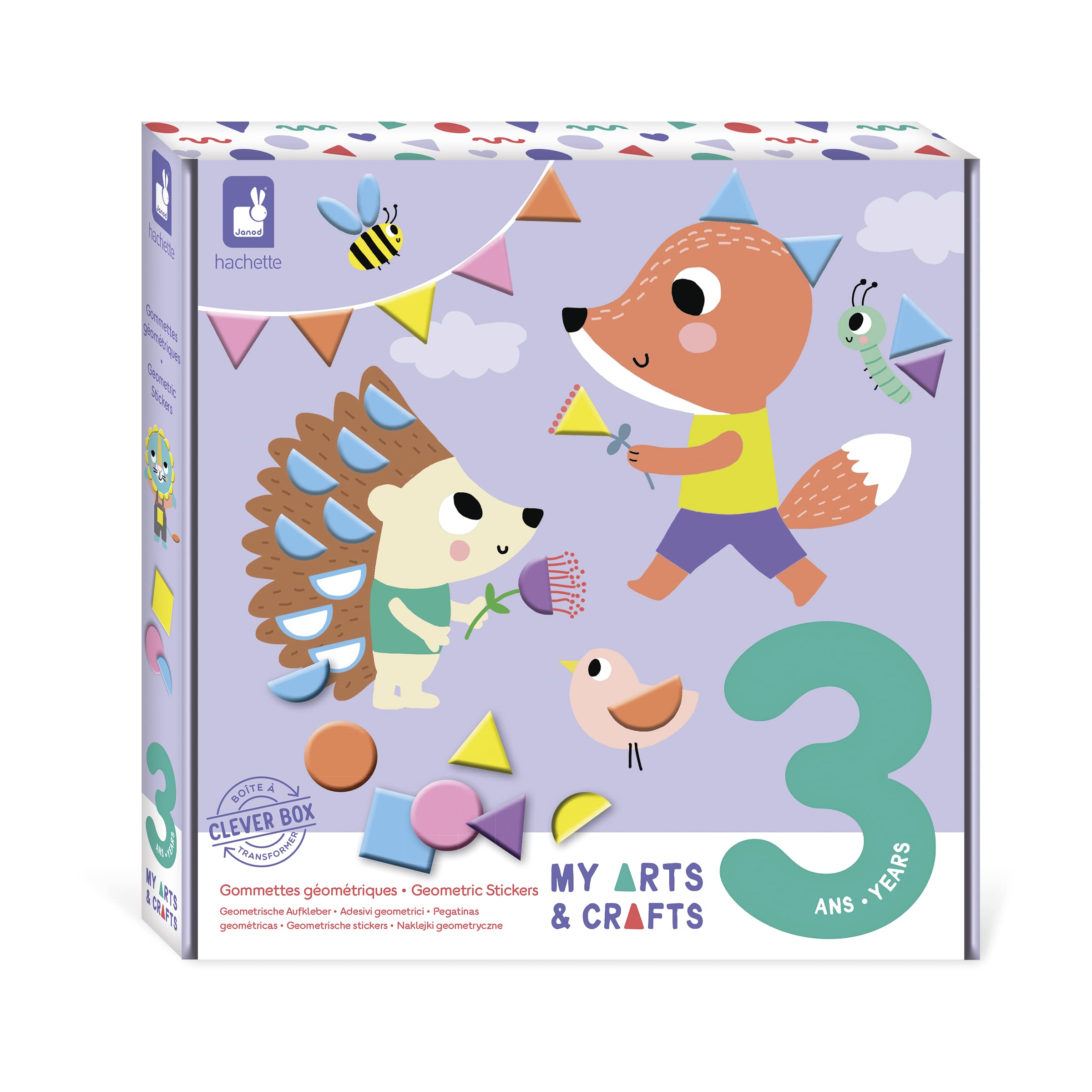 Janod - My Arts & Crafts - 3 Years and up - Geometric Coloured Dots - 4 Pictures - Children’s Arts & Crafts Kit - Mastering Fine Motor Skills & Concentration - J07740